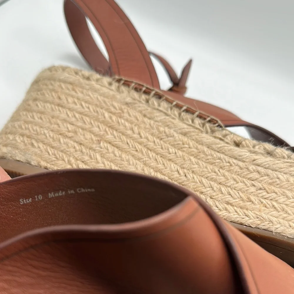 Dolce Vita Sz 10 Carsie Brown Leather Espadrille Wedges‎ Ankle Strap